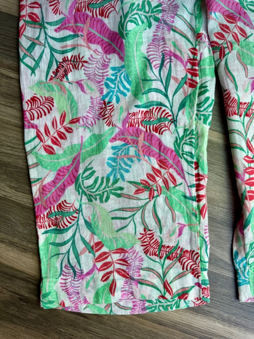 Tropical Resort Wide Leg Palazzo Pants Tassel Tie Botanical Print White - Picture 9 of 14